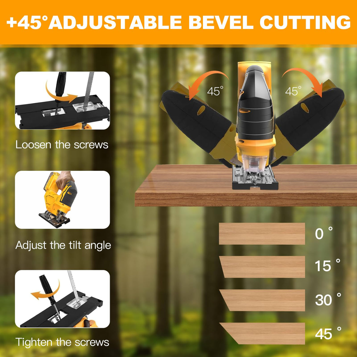 bellaDimora jigsaw tool includes six T-shank blades and accessories.