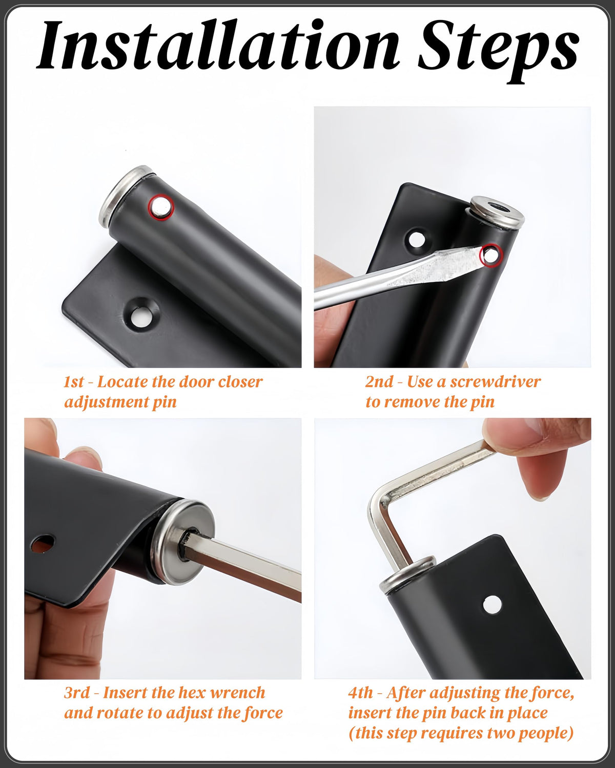Bellairis adjustable closing speed and latching force for smooth operation.