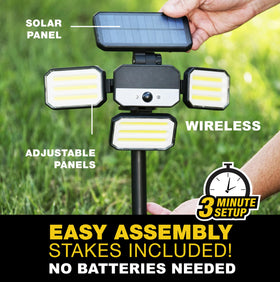 BellHowell Bionic Flood Light ground stake installation for quick setup.