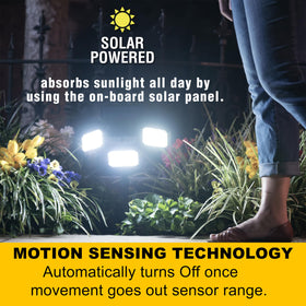 BellHowell Bionic Flood Light motion sensor activation highlighting automatic lighting.