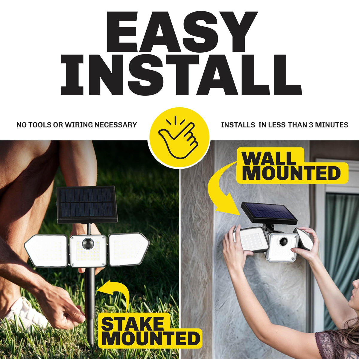 Bell+Howell Bionic Flood Light solar-powered-charging removes wires and saves energy.