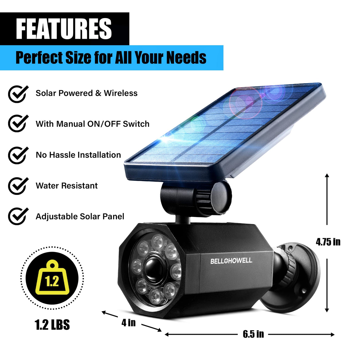 Bell+Howell Bionic Spotlight heat-resistant casing resists sun-related warping.