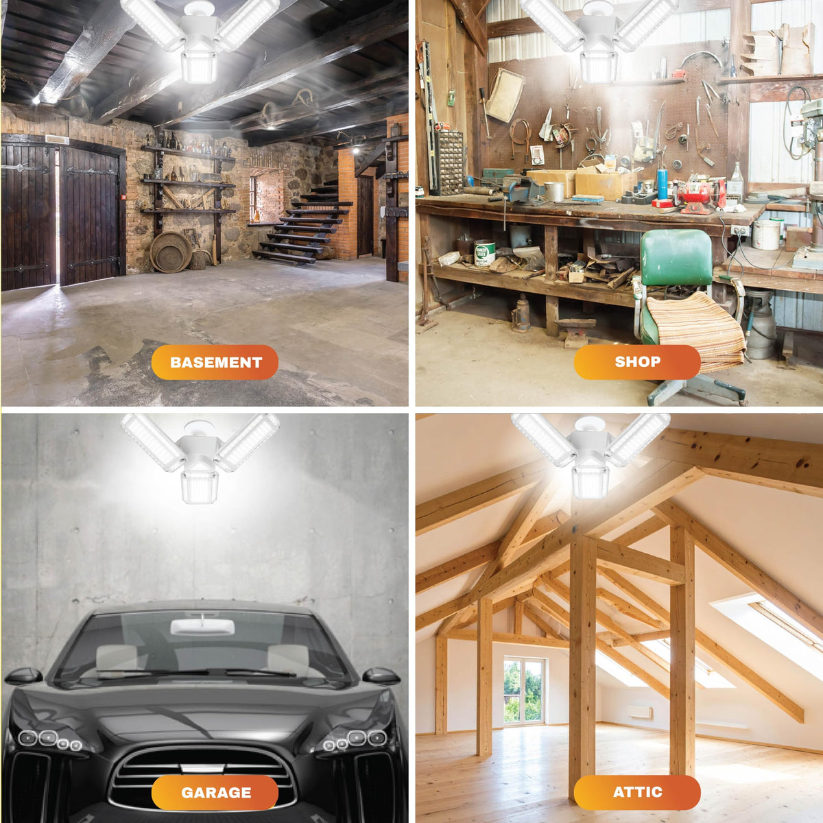 Deformable panels of Bell+Howell HighBurst enable 360-degree coverage for shadow-free work areas.