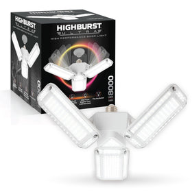 Bell+Howell HighBurst Ultra LED Garage Light provides 8,000 lumens for wide, bright garage lighting.