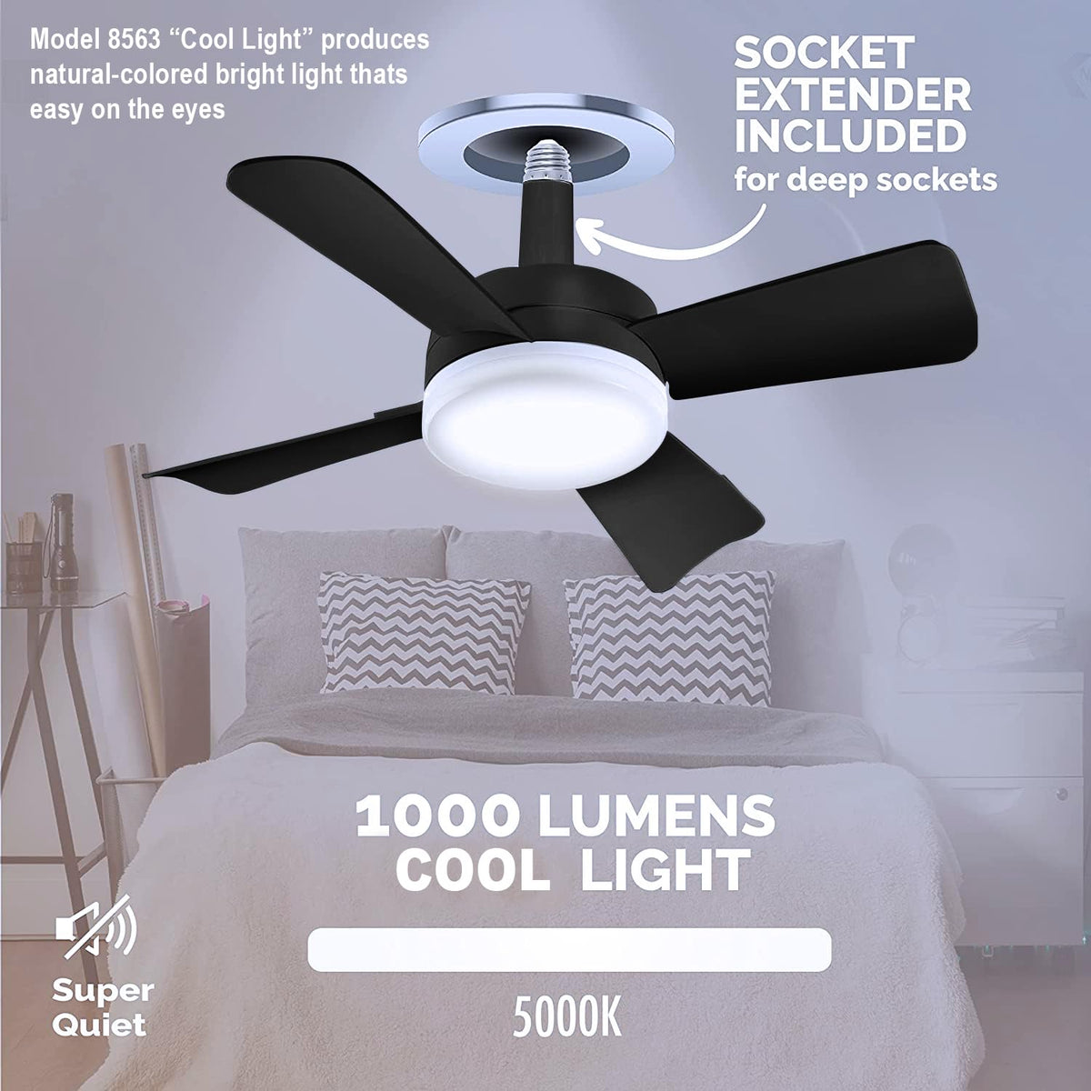 Bell+Howell Socket Breeze offers three brightness levels for versatile lighting.