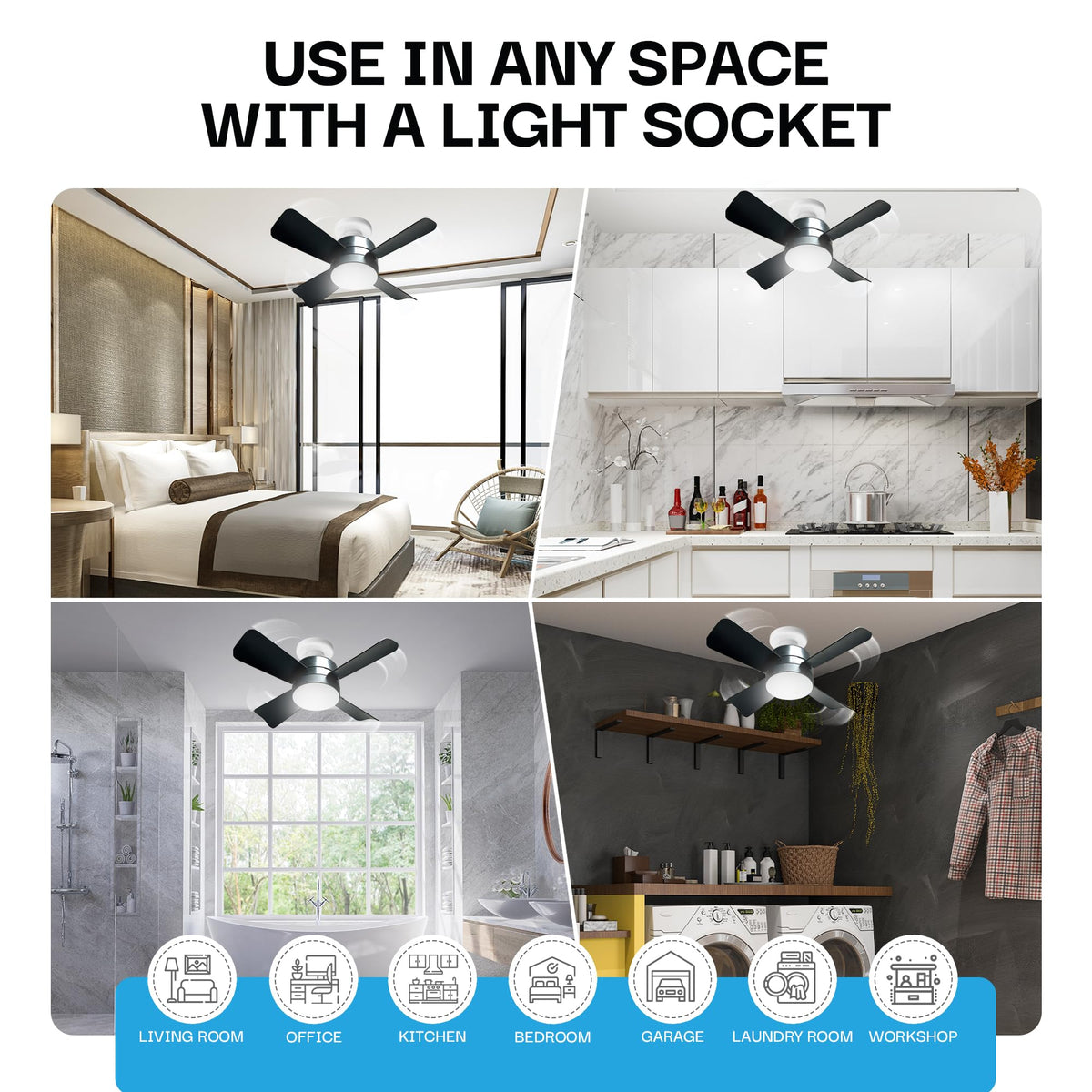 Bell+Howell Socket Breeze uses an E26 base for simple, familiar installation.