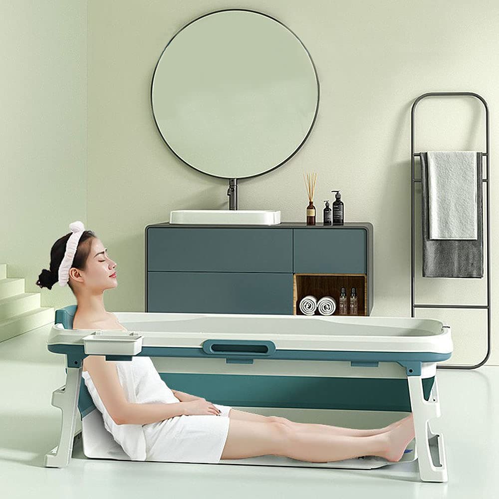 BELOAFIE foldable bathtub bottom-massage rollers soothe feet during a relaxing soak.