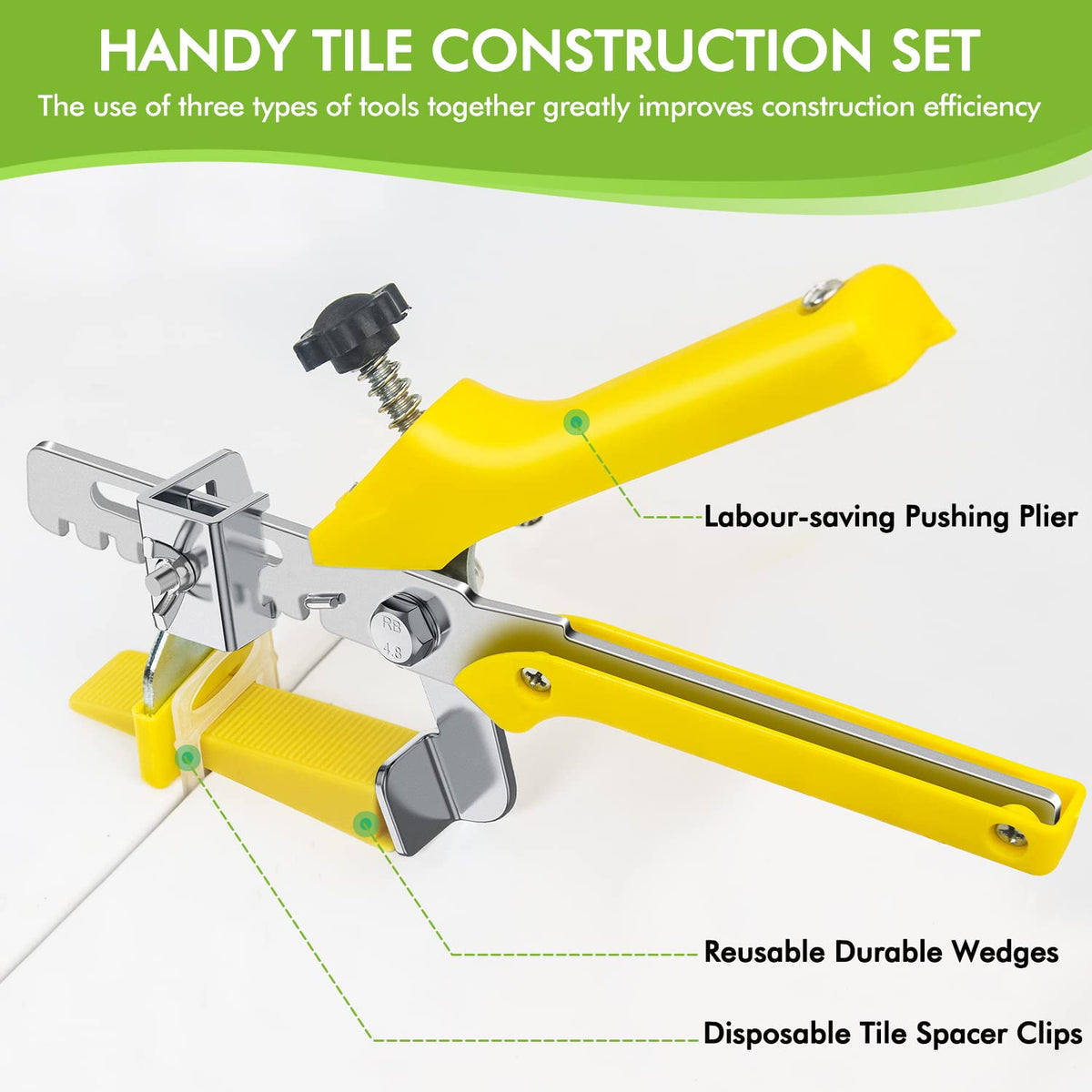 BELOOSYE tile pliers applying wedges with controlled pressure.