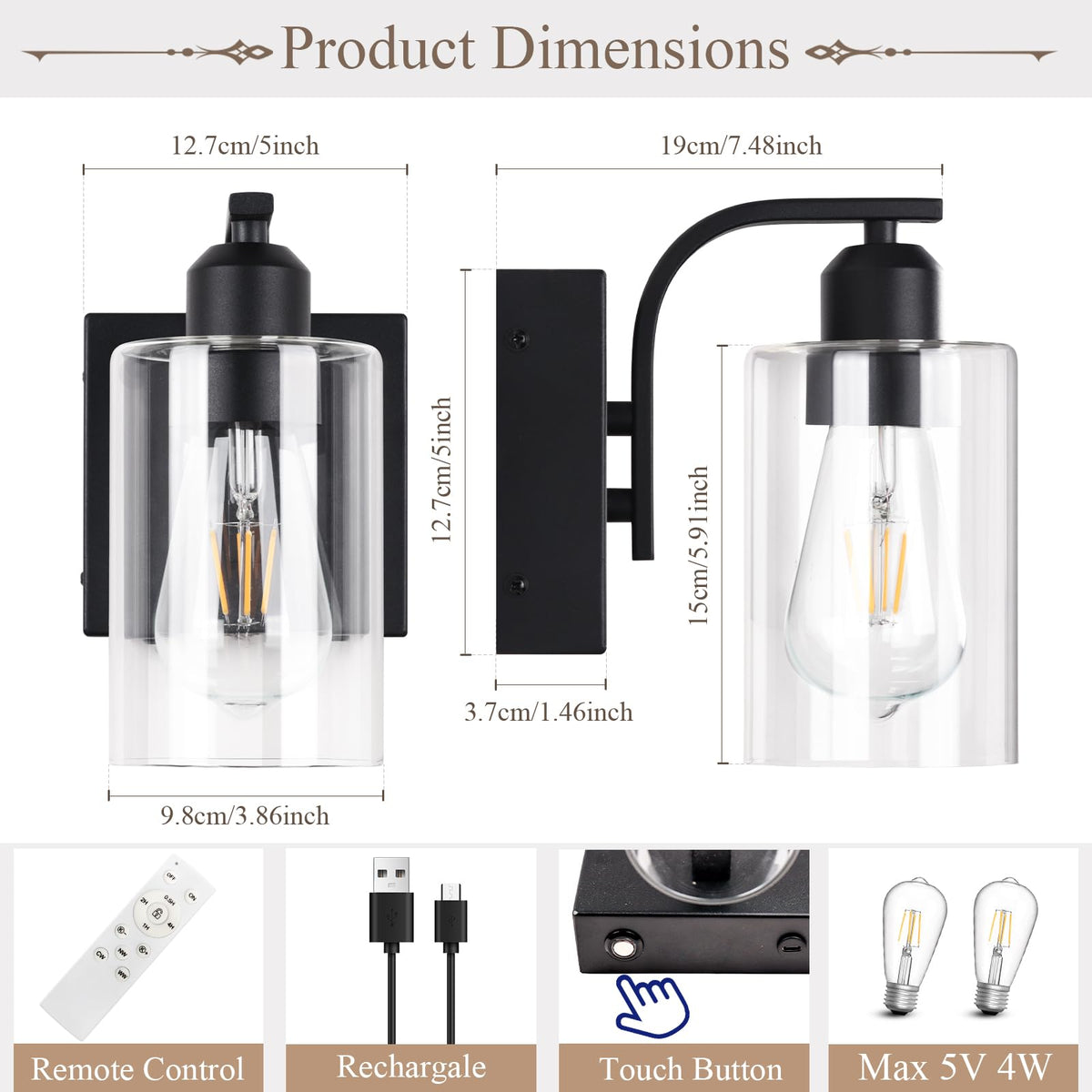 BELS 8-inch wall sconce ideal for bathroom lighting applications.