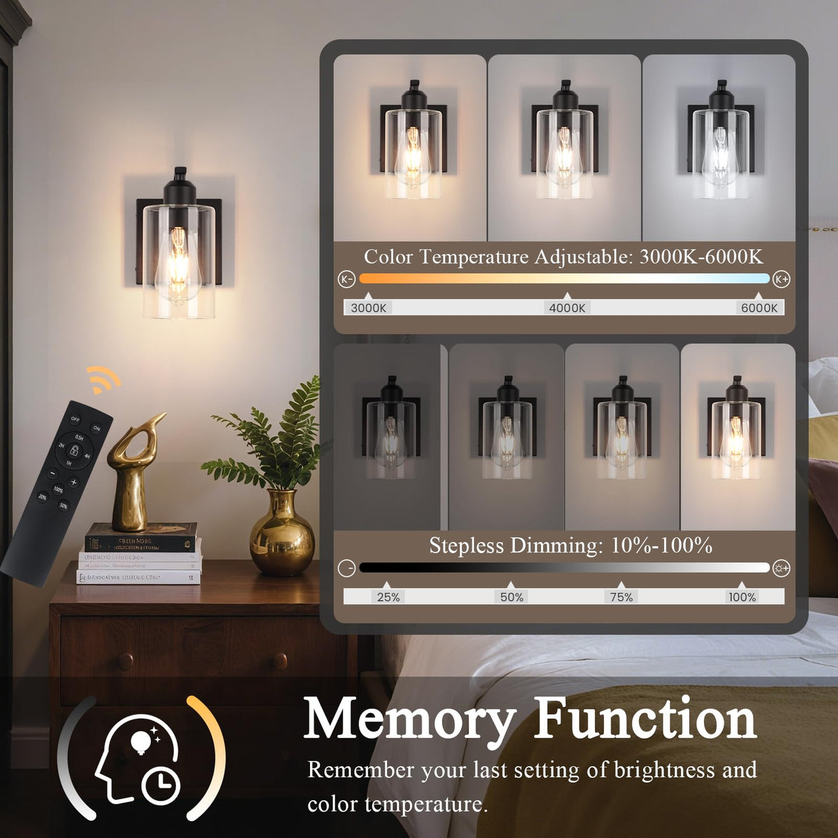 BELS 8-inch wall sconce matte black body adds contemporary contrast.