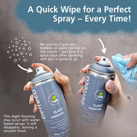 Belteco Baby Blue spray paint used on glass and ceramics for clean, bold color.