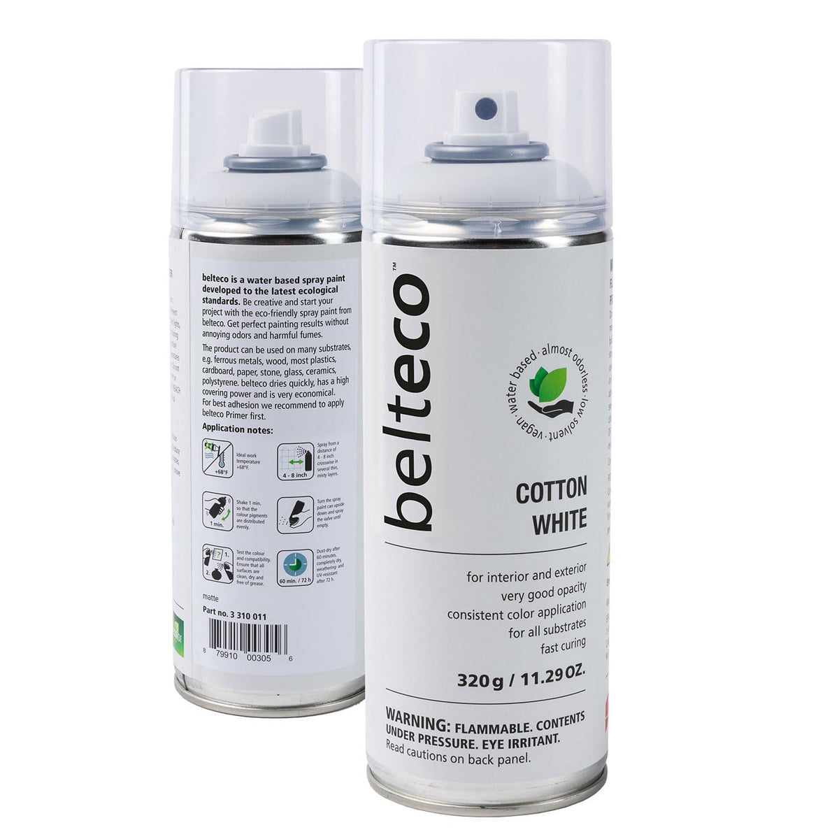BELTECO Cotton White Matte spray can for smooth, even coverage across surfaces.