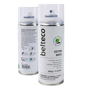 BELTECO Cotton White Matte spray can for smooth, even coverage across surfaces.