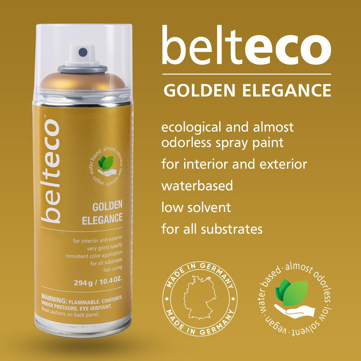 Belteco Gold spray in action, delivering a smooth, even mist.