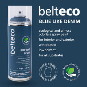 BELTECO navy blue application shows smooth spray for uniform color.