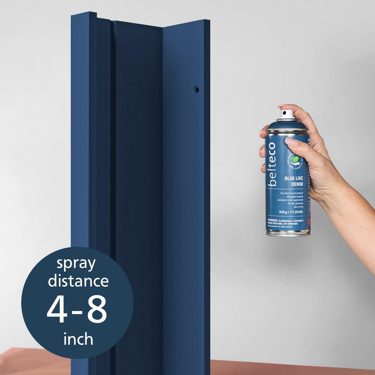 BELTECO navy blue wood surface spray creates refreshed furniture.