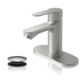 BELZ matte black bathroom faucet from angle view shows sleek durability and modern style.