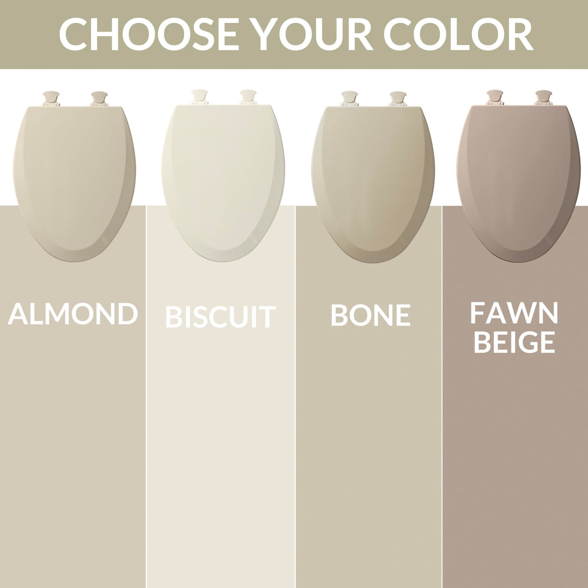 Bemis 1500EC color-matched hinges and bolts for seamless bathroom look