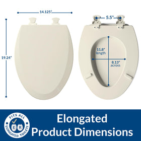 Bemis 1500EC biscuit seat with top-tightening bolts, simple DIY installation.