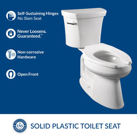 Bemis 1955SSCT heavy-duty plastic seat resisting chips and stains in busy restrooms.