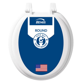 Bemis 400TTA round wood toilet seat in white with a glossy enamel finish