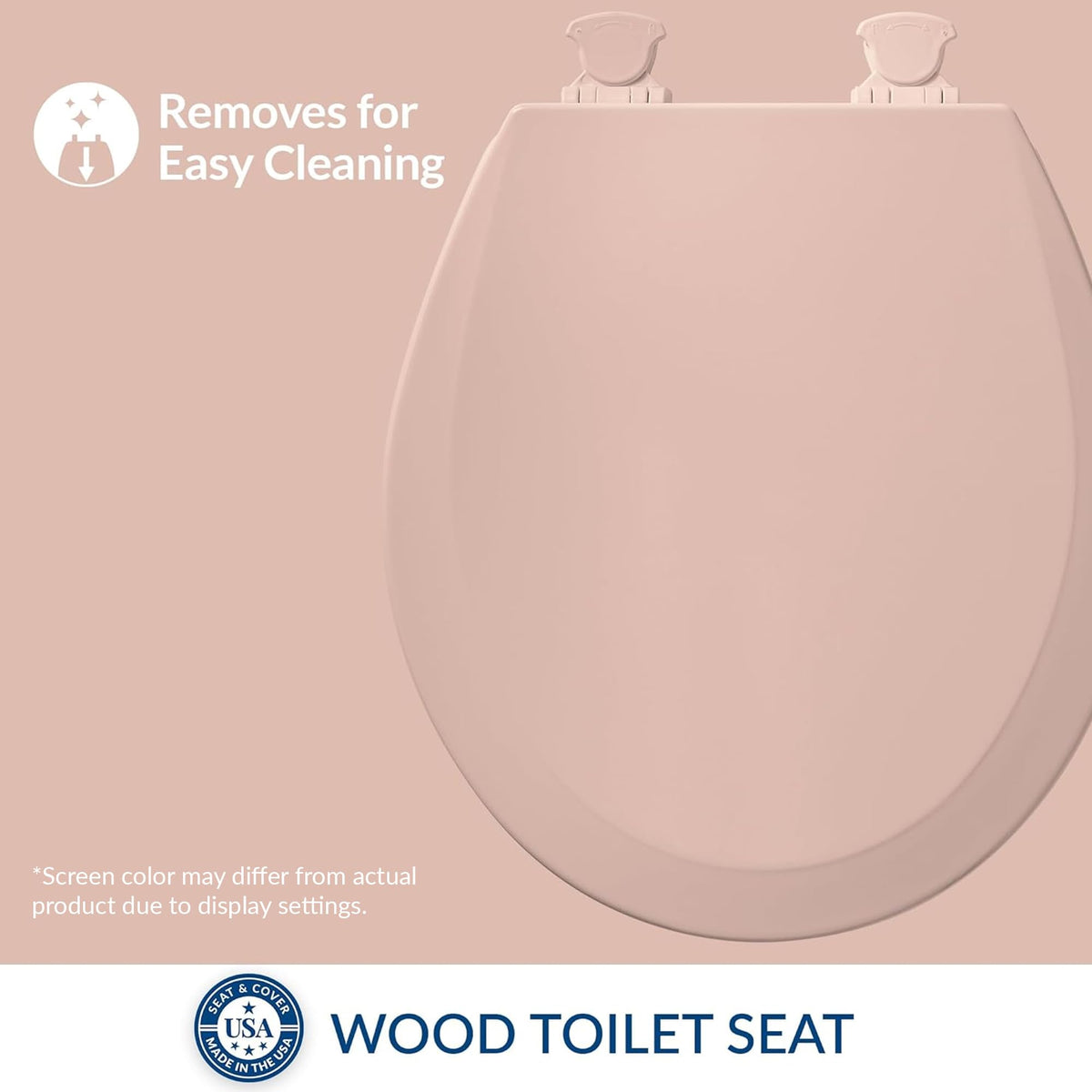 Bemis 500EC-063 easy-clean hinges close-up demonstrates release for cleaning