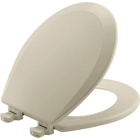 Bemis 500EC durable wood toilet seat in bone color with enamel finish.