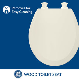 Bemis 500EC easy-clean hinges close-up highlighting quick-release for thorough cleaning.