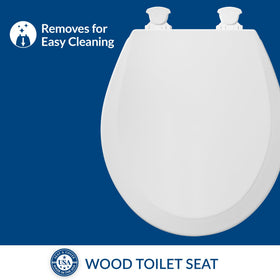 Bemis 500EC easy-clean hinges shown for quick removal and thorough cleaning.