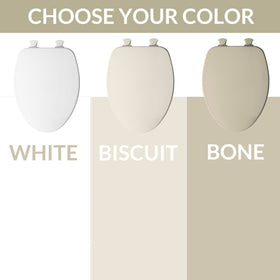 Bemis Church white seat with sleek design enhances any bathroom.
