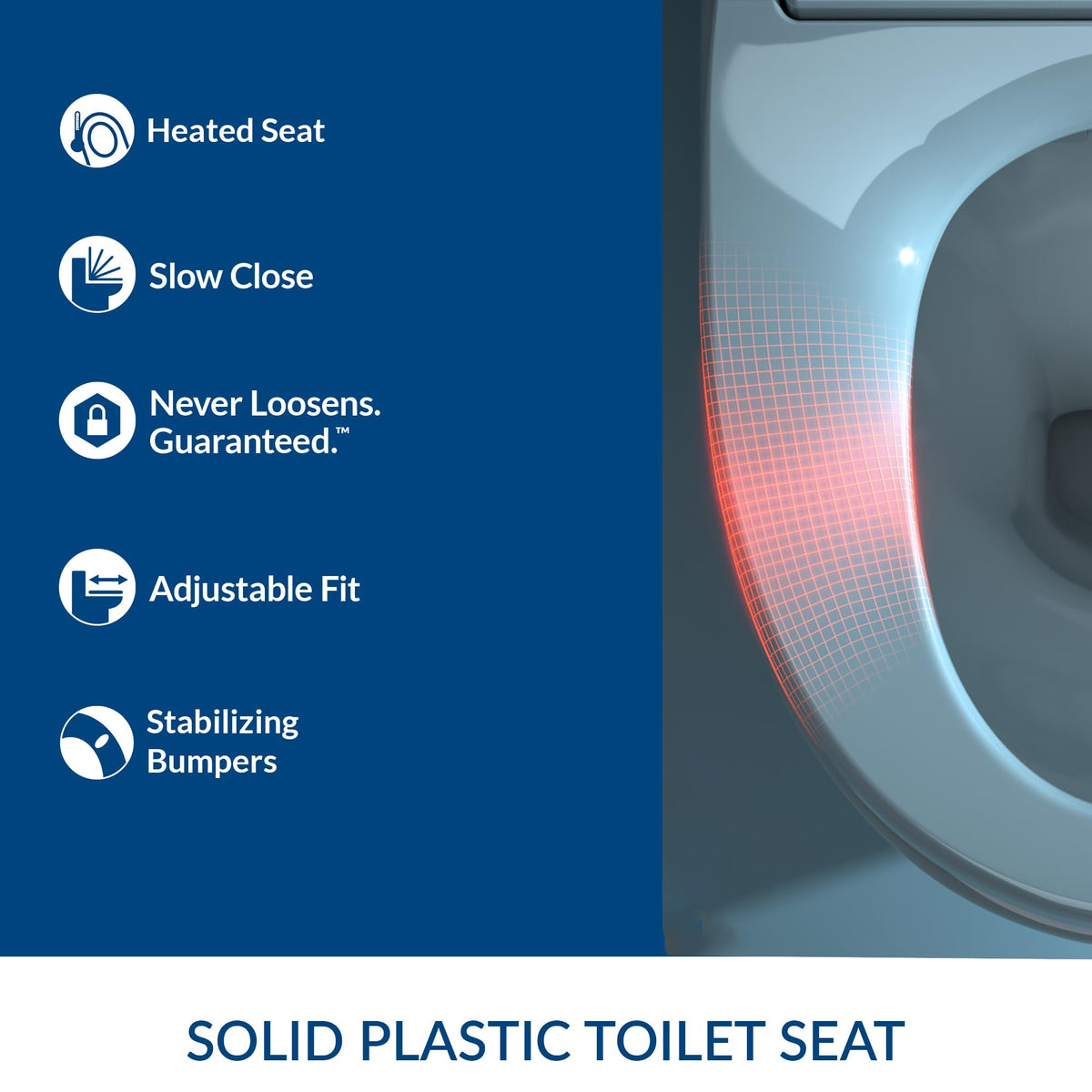 Bemis Radiance blue LED night light provides subtle bathroom illumination.