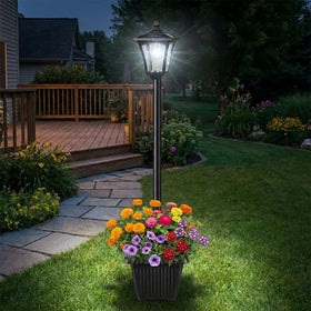 Benany outdoor street light adds warm white glow along sidewalks and entryways