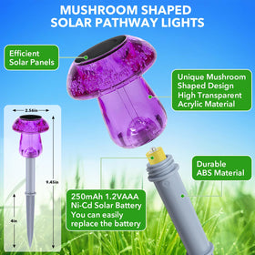 Benany purple mushroom lights guide walkways at night with decorative lighting.