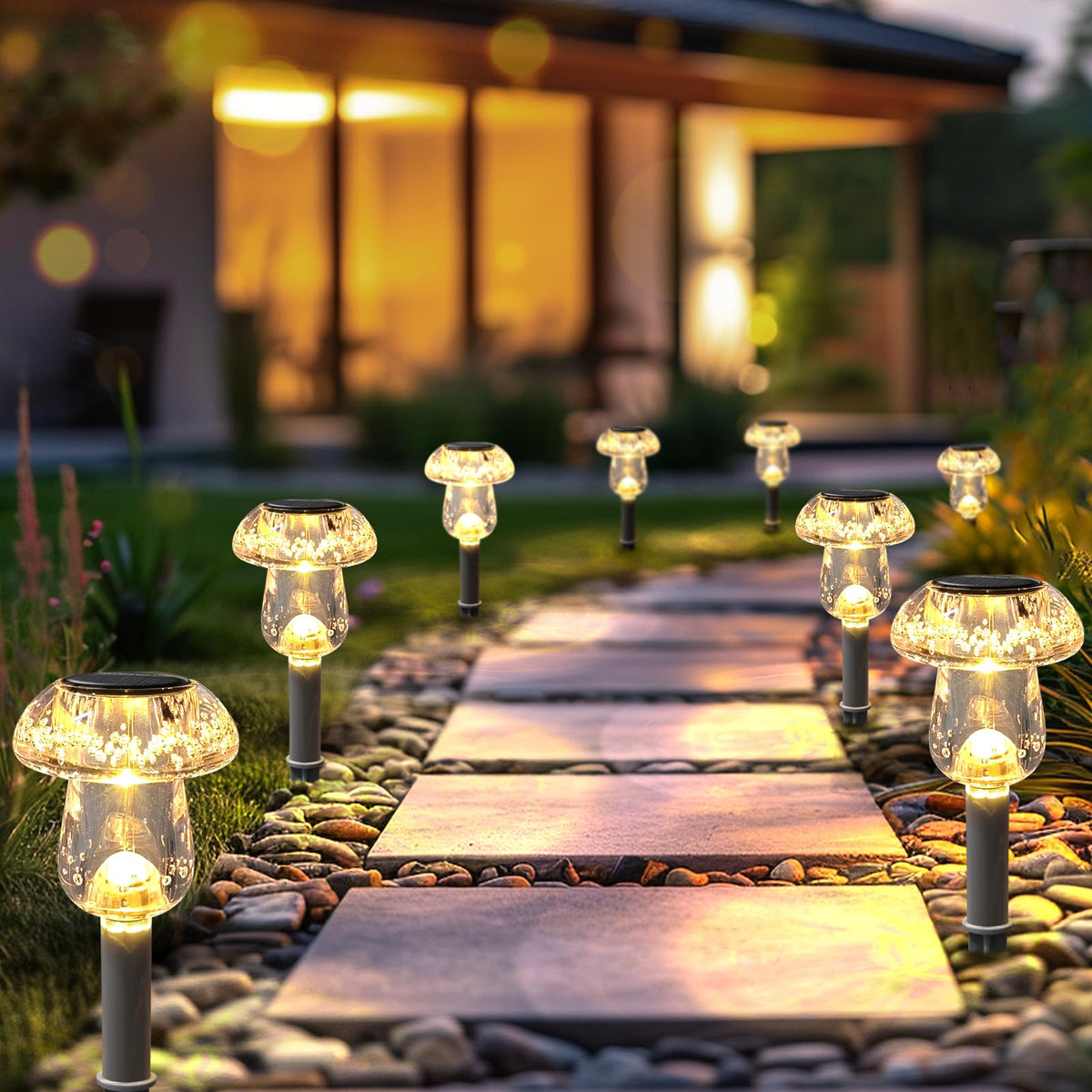 Benany Mushroom Solar Lights driveway level illumination guiding arrivals