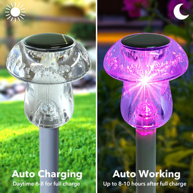 Benany color-changing mushroom light adds ambiance to patios and lawns.