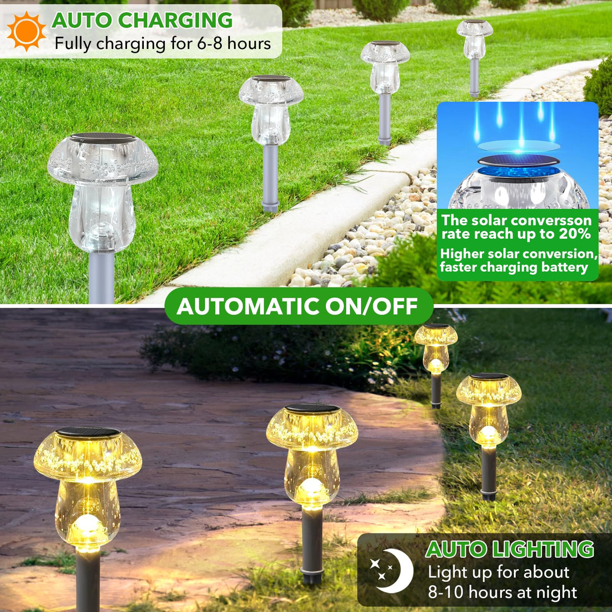Benany mushroom solar light with warm white glow for inviting evenings