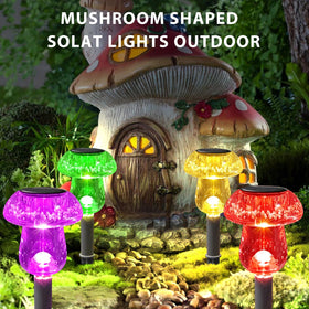 Benany solar mushroom lights outdoor purple decorative garden glow