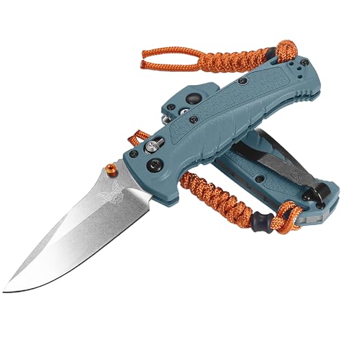 Benchmade Mini Adira Outdoor knife orange lanyard for quick access
