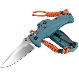 Benchmade Mini Adira Outdoor knife orange lanyard for quick access