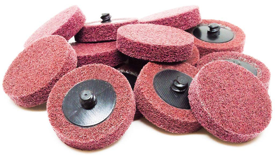 Benchmark Abrasives quick-change 2in disc for surface prep on metal, maroon fine.