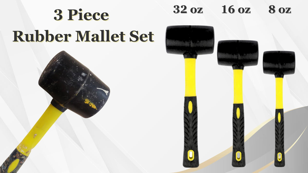 Benchmark rubber mallet 16oz head close-up highlighting low recoil and steady strikes