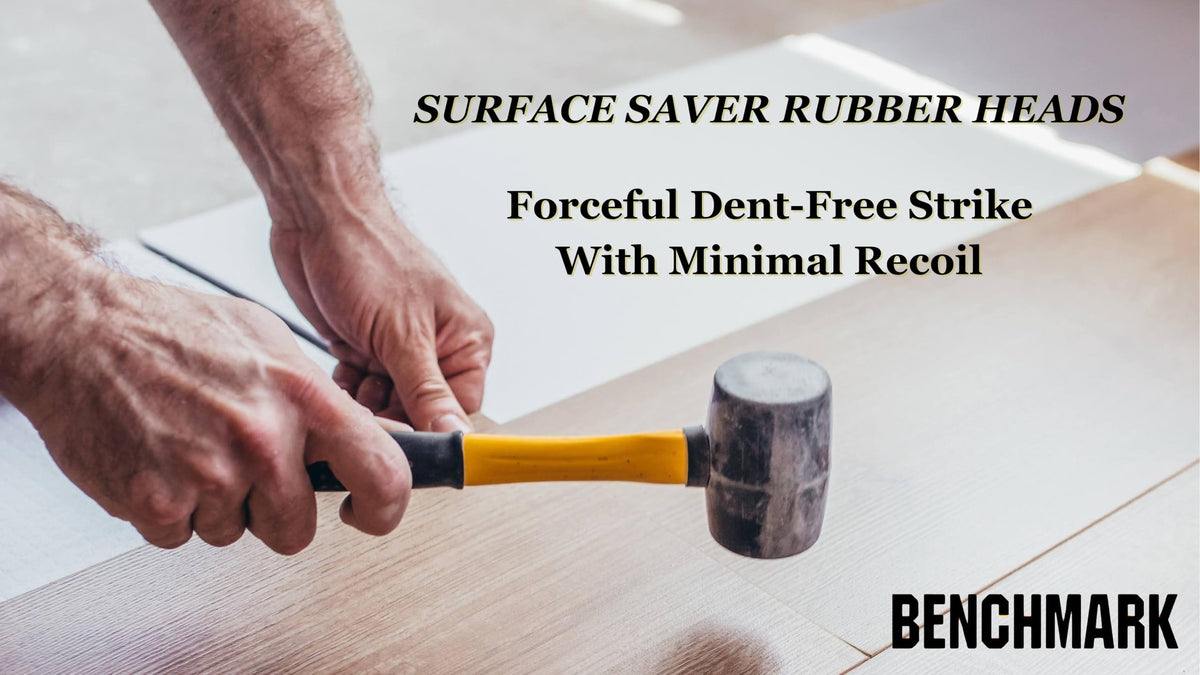 Benchmark rubber mallet 32oz head close-up for heavier, controlled impact