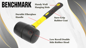 Benchmark rubber mallet 8oz head close-up shows durable rubber and surface protection