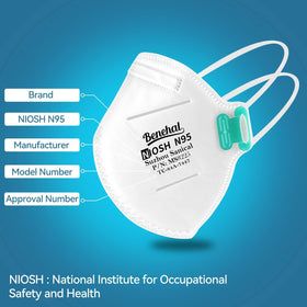 benehal N95 mask headband design offers comfortable, secure wear for long use.
