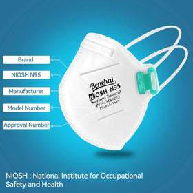 benehal NIOSH N95 mask headband design for comfortable long wear.