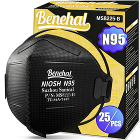 benehal NIOSH N95 mask pack of 25, individually wrapped for on-the-go use