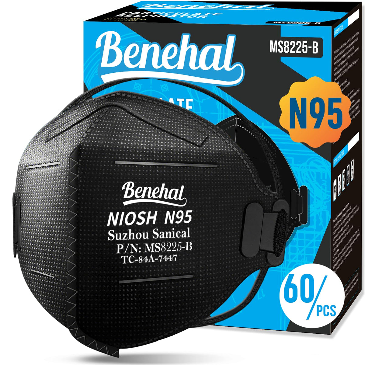 benehal NIOSH N95 mask package of 60 for daily protection