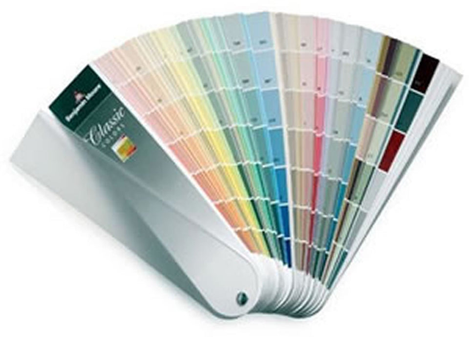 Benjamin Moore Classic Colors Fan Deck front cover helps plan interior color palettes.