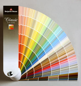 Benjamin Moore Classic Colors Fan Deck swatches page for quick color matching.