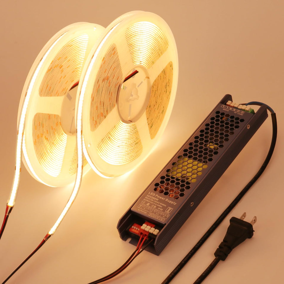 BENLUN 24V COB LED strip 65.6ft kit for seamless long-room lighting.